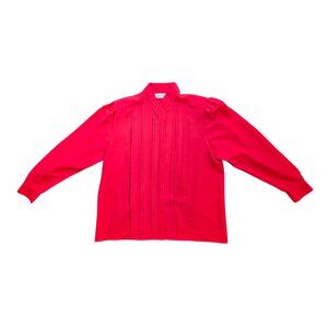 Vintage 1980 Yves St. Clair Red Button Up Blouse Women's Size 16 (Large)